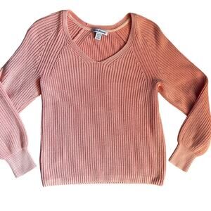 NWOT | Tommy Bahama Pima Cotton V-Neck Open Knit‎ Pink/Peach Stretch Size XS